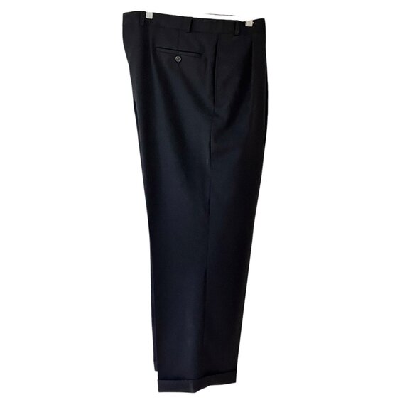 Lauren Ralph Lauren Mens Black 100% wool pleated with cuff pants Size 42/32 - Picture 9 of 15